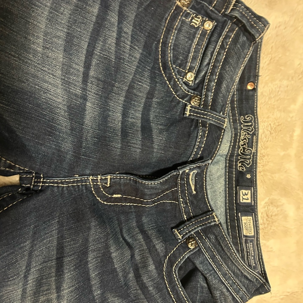 Miss Me Blue Jeans with Silver Embellishments gorgeous pants!! - Picture 6 of 8